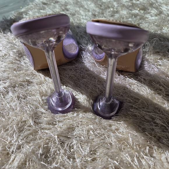 Oh Polly Lilac Clear Strap Mule Heels - Picture 3 of 5